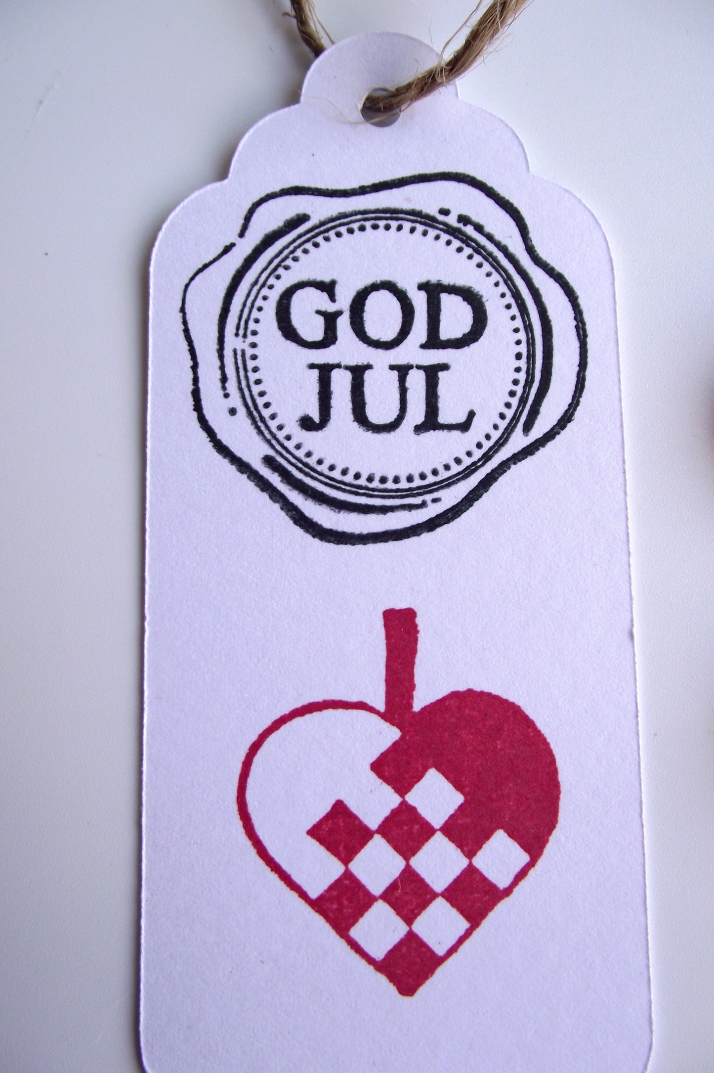 Scandinavian Woven Heart God Jul Gift Label Tag 3 Pack