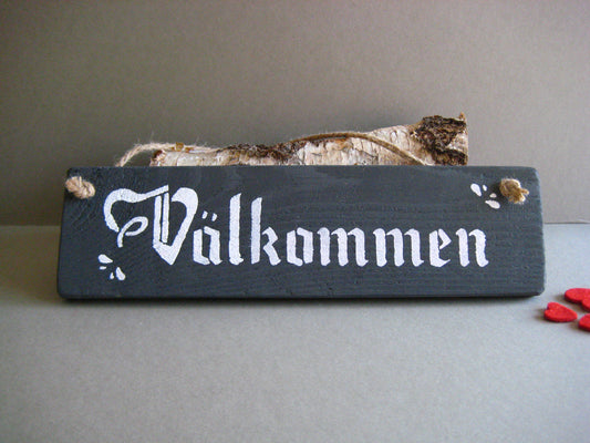 Välkommen Swedish Welcome Reclaimed Wood Hanging Sign