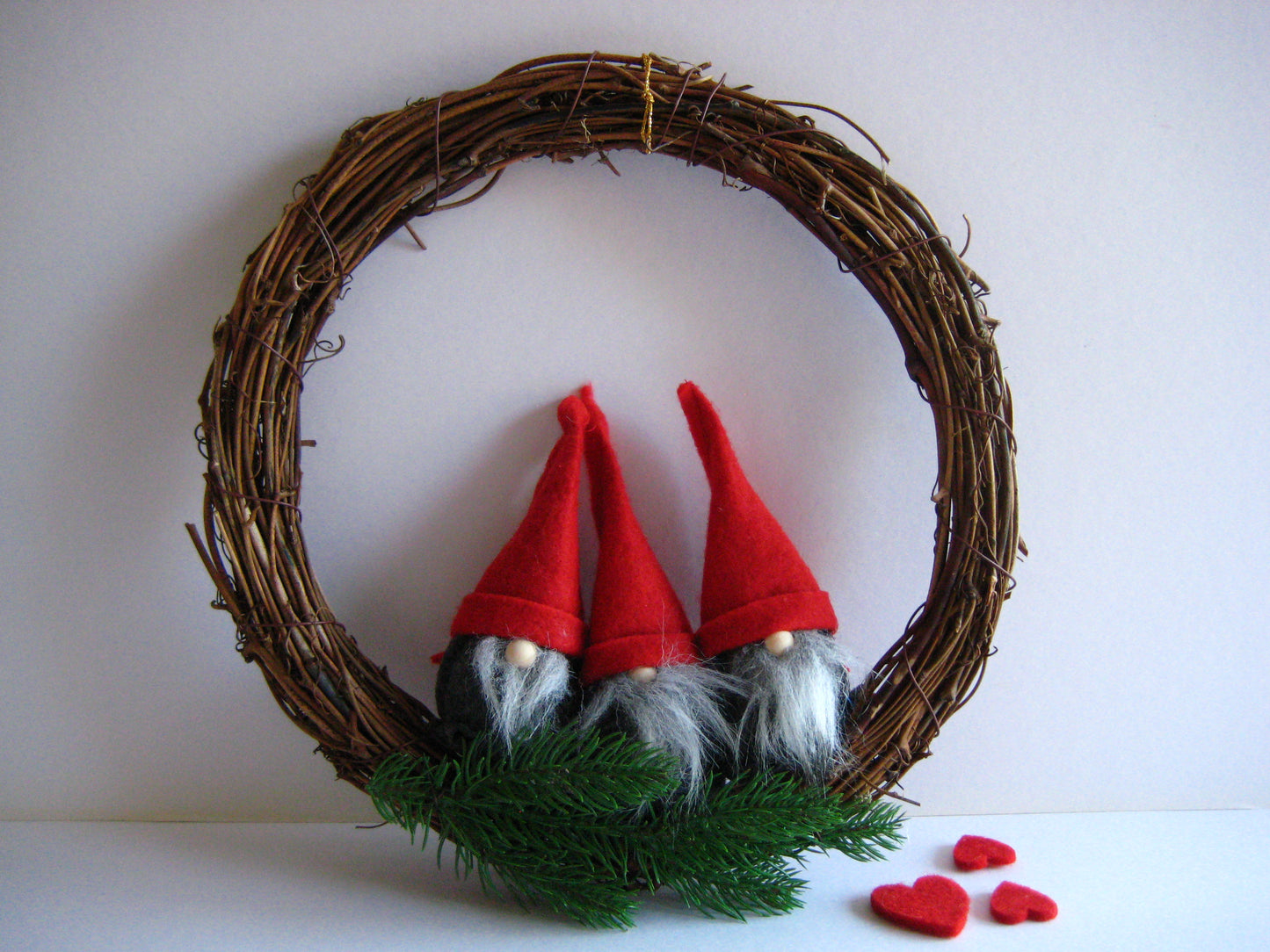 God Jul Red Scandinavian Gnome Christmas Woven Wreath