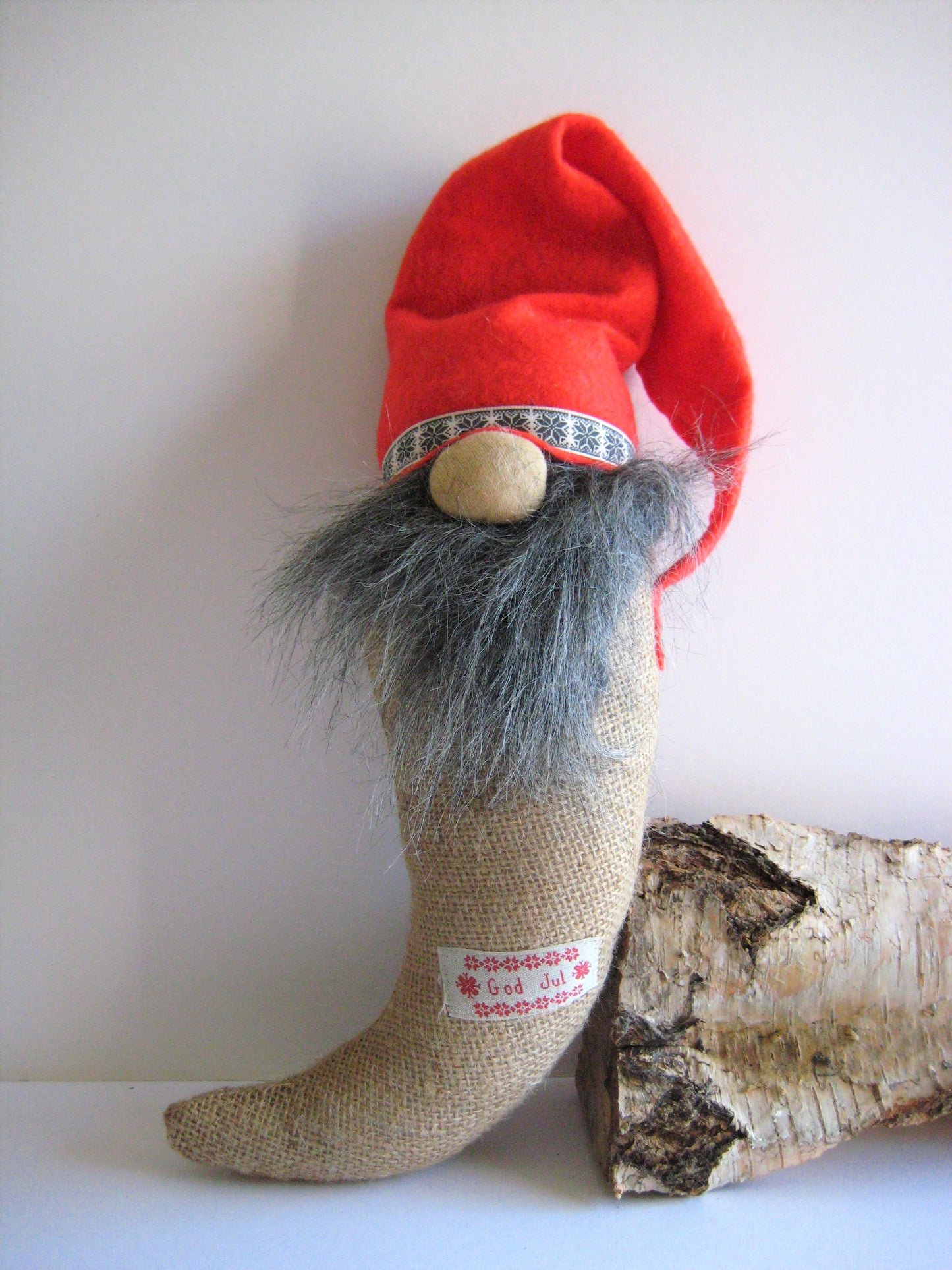 Reduced ** Christmas Scandinavian Gnome In A Horn Decoration