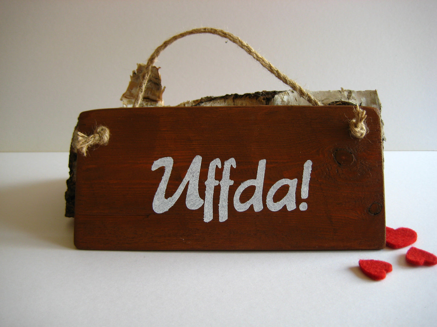 Brown Uffda Norwegian Reclaimed Wooden Hanging Sign