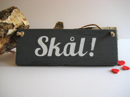 Grey Skål Norwegian Reclaimed Wooden Hanging Sign