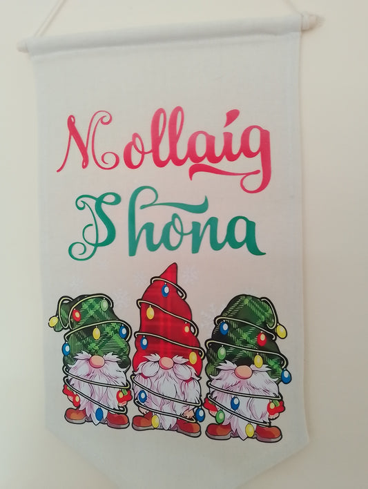 Irish Nollaig Shona Christmas Gnome Banner