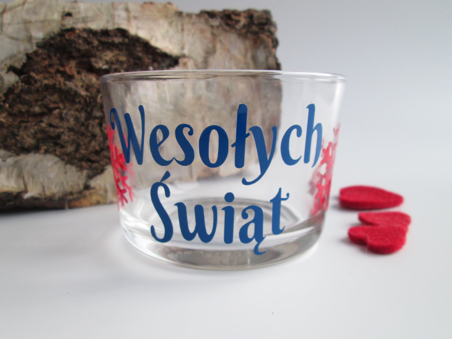 Polish Wesołych Świąt Glass Happy Holidays Candle Holder - Christmas / Easter