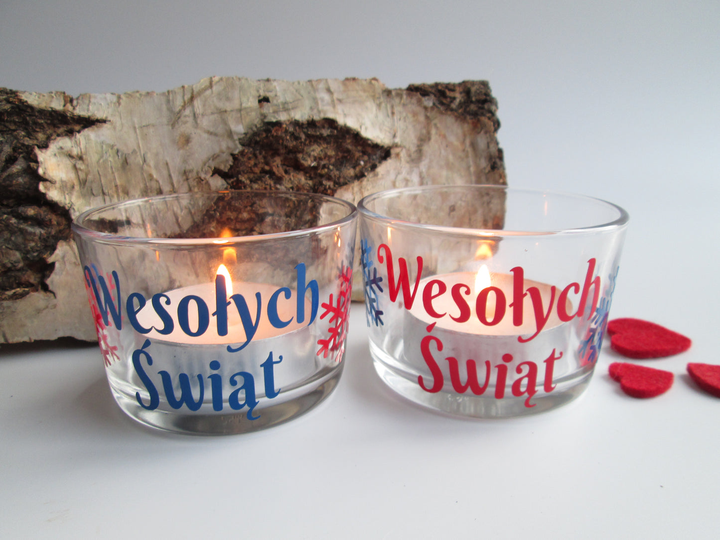 Polish Wesołych Świąt Glass Happy Holidays Candle Holder - Christmas / Easter