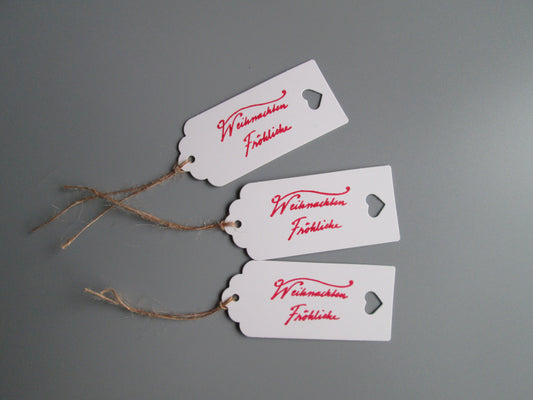 German  Frohe Weihnachten Christmas Tag Label