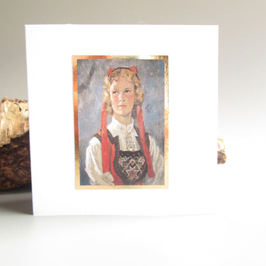 Woman In A Norwegian Costume / Bunad Blank Greeting Card