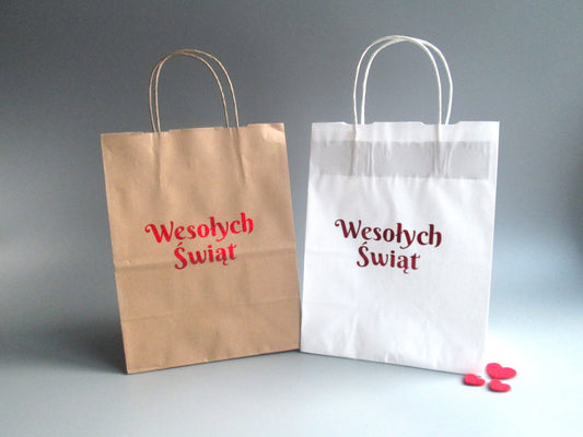 Polish Wesołych Świąt Happy Holidays Paper Gift Bag