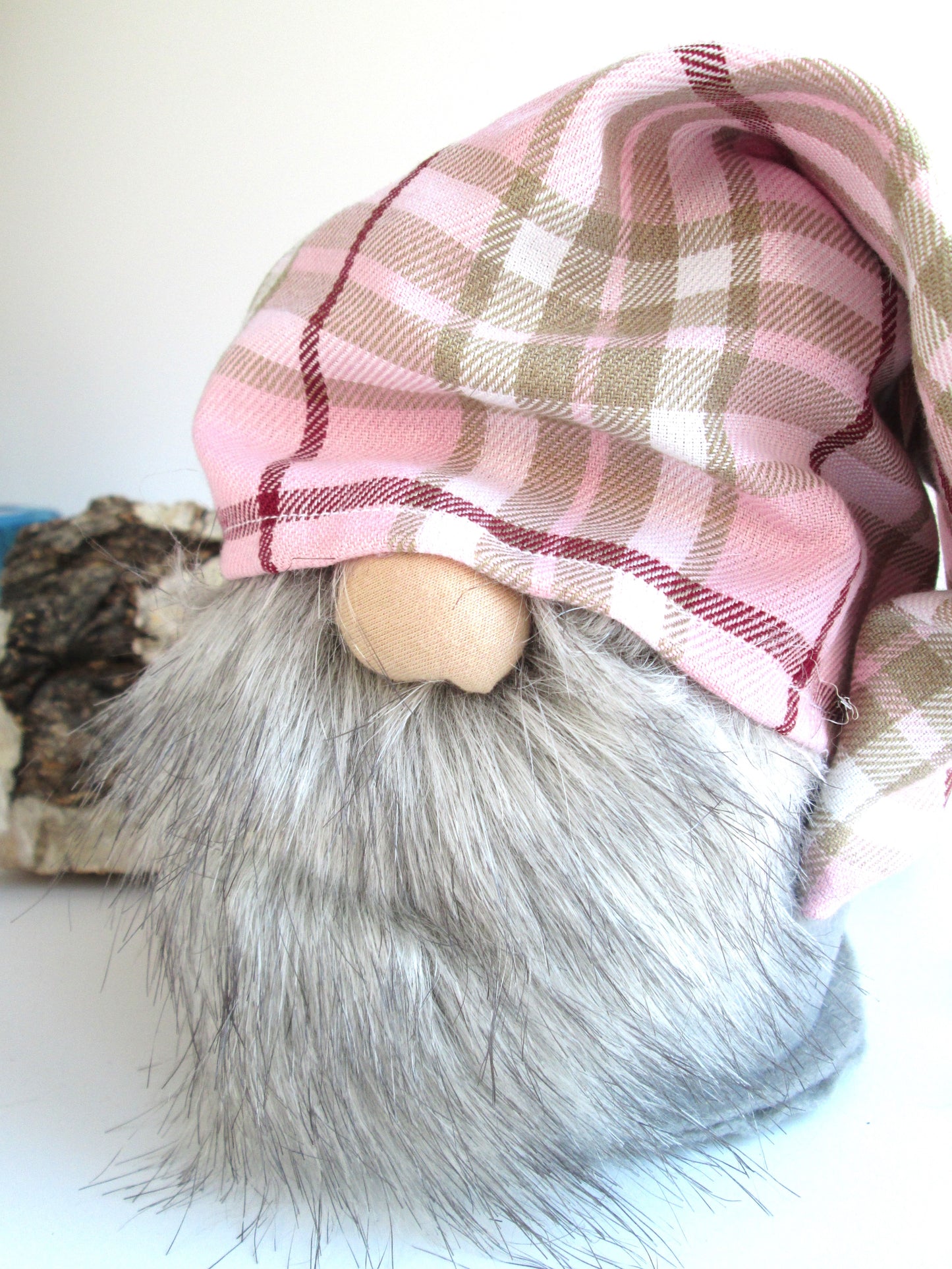 Pink Tartan Hat Scandinavian Gnome