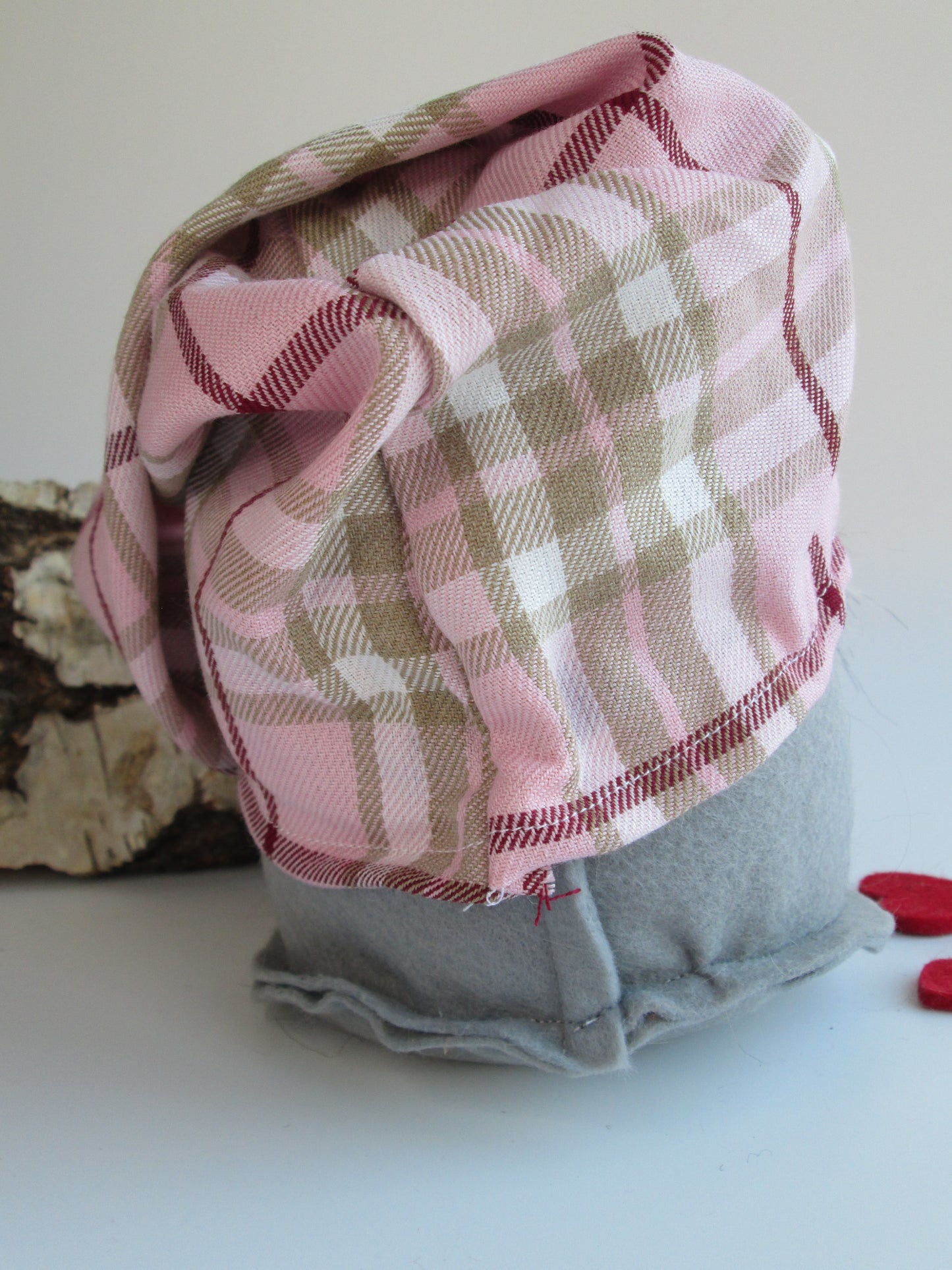 Pink Tartan Hat Scandinavian Gnome