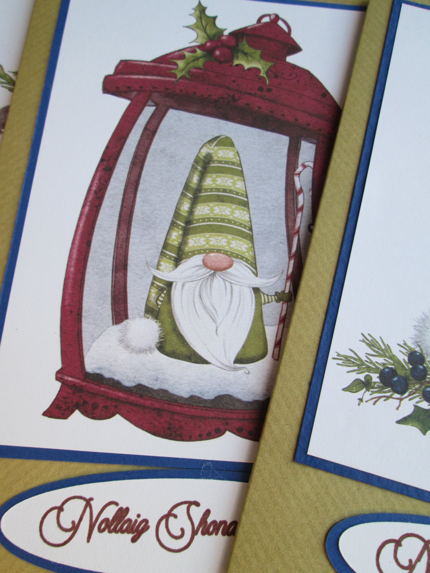 Five Pack Of Irish Gaelic Nollaig Shona Duit  Happy Christmas Gnome Christmas Cards