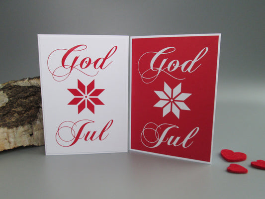 God Jul & Snowflake Christmas Greeting Card