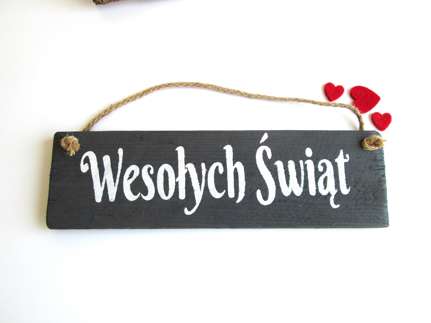 Polish Wesołych Świąt Reclaimed Wooden Hanging Sign