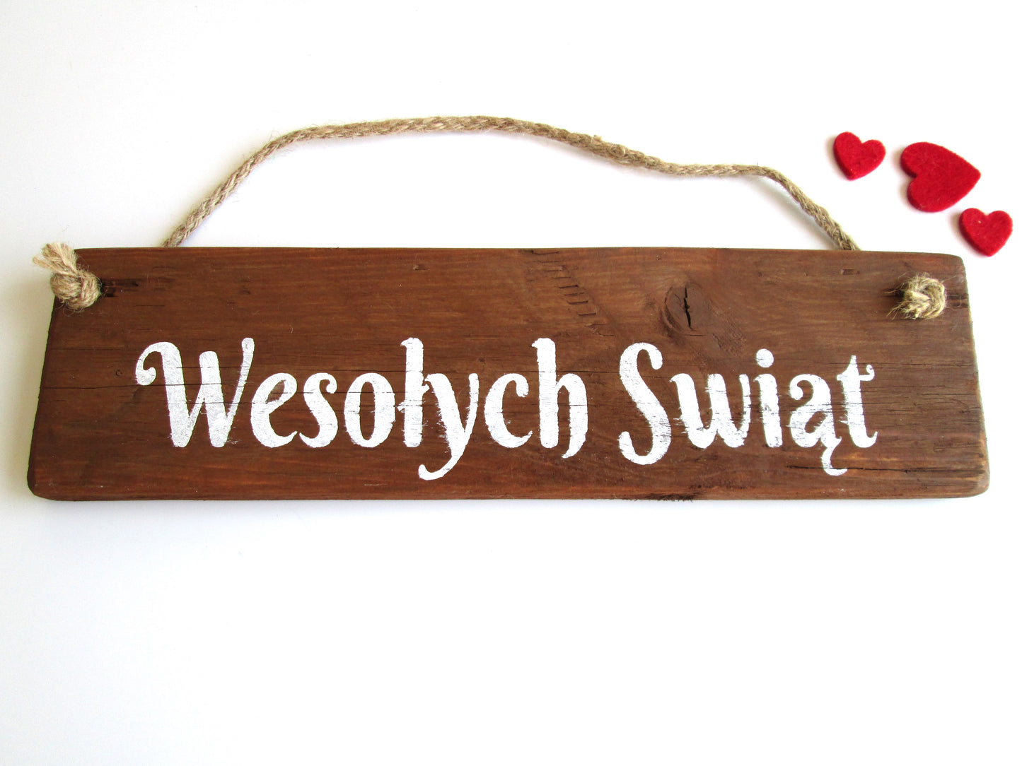 Polish Wesołych Świąt Reclaimed Wooden Hanging Sign