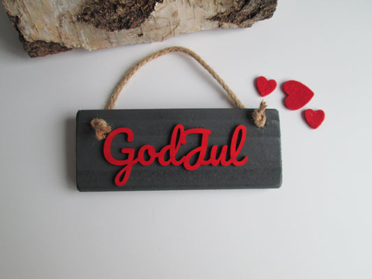 God Jul Reclaimed Wood Hanging Sign