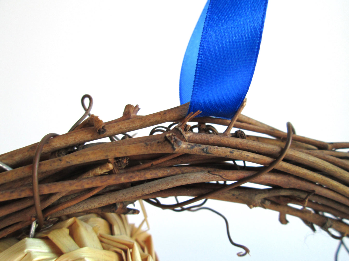 Scandinavian Straw Goat In A Wreath - Christmas Decoration