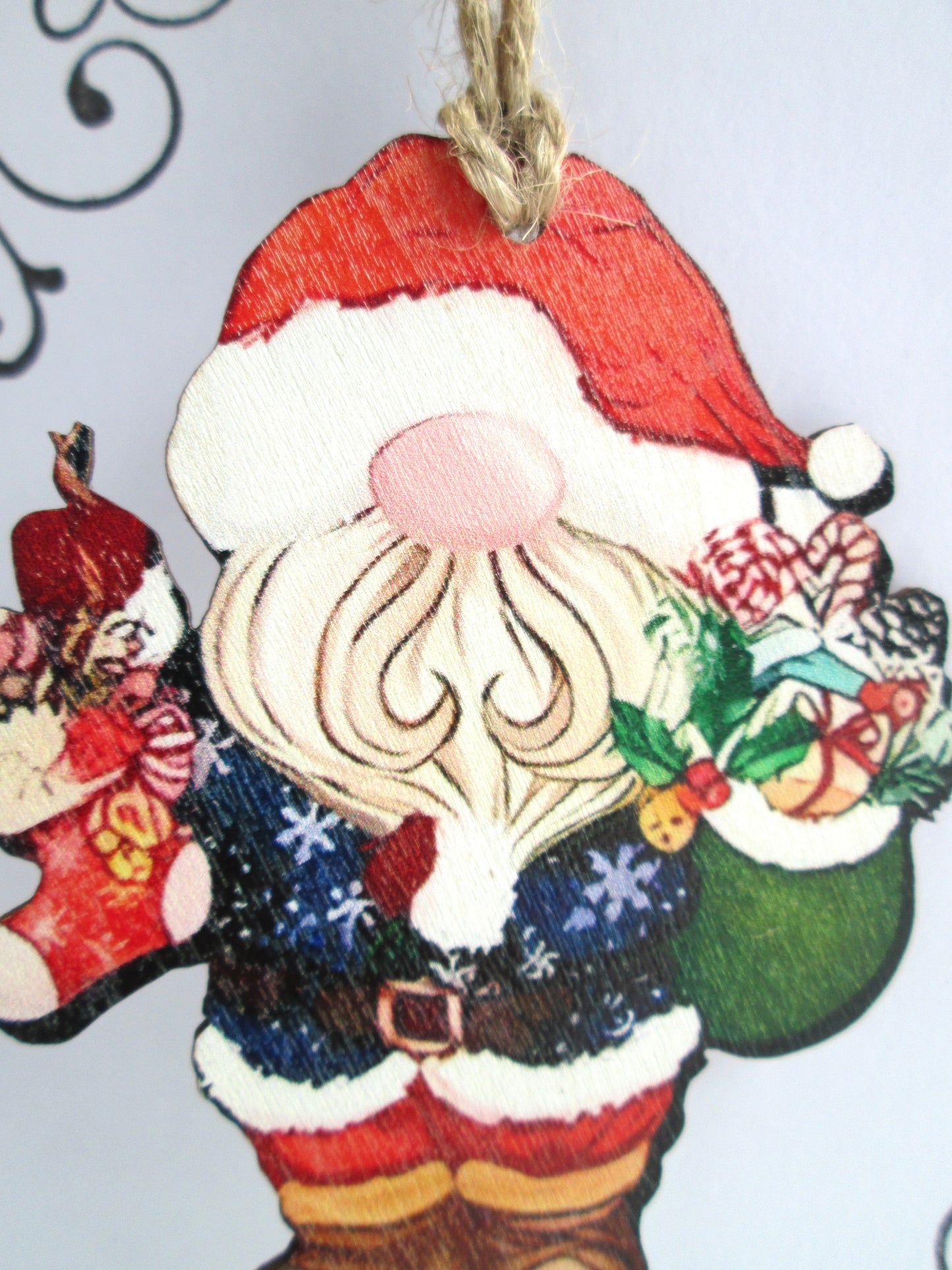 Scandinavian Gnome Christmas Greeting Card With Detachable Hanging Decoration.