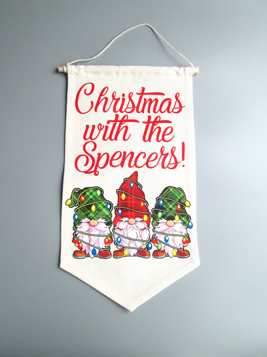 Personalised Scandinavian Gnome  Christmas Banner - Customised