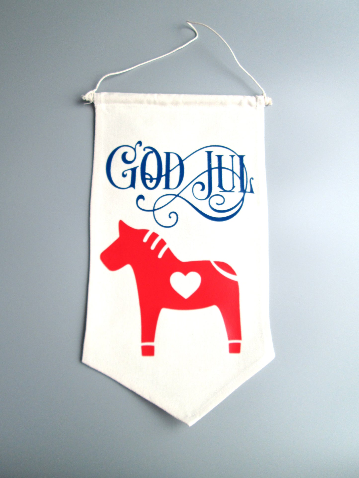 Norwegian / Swedish / Danish God Jul Dala Horse Christmas Banner