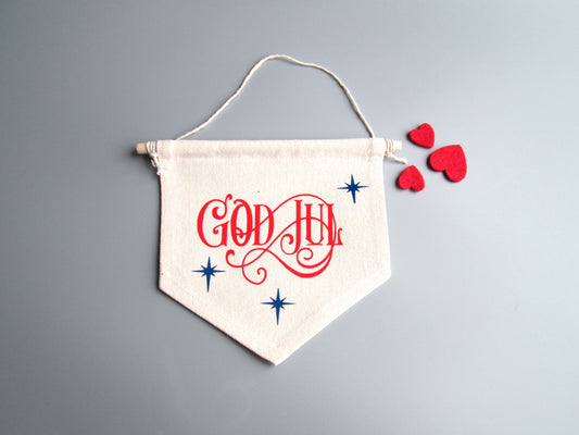 Norwegian / Swedish / Danish God Jul Small Christmas Banner