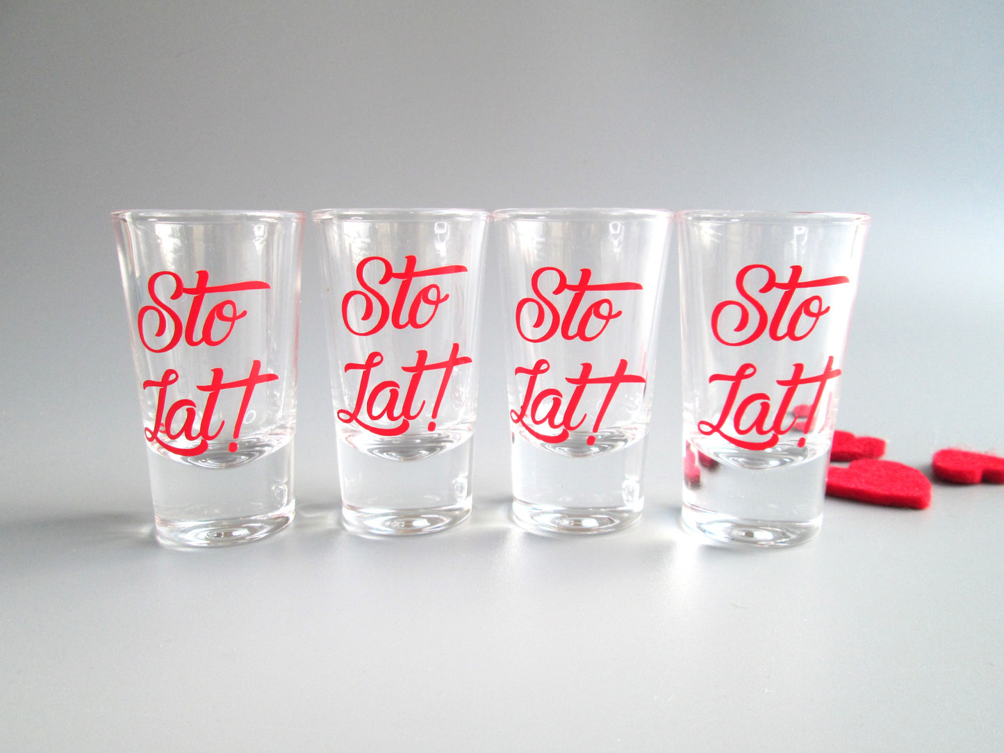 Set Of Four Sto Lat! Polish Short Glasses