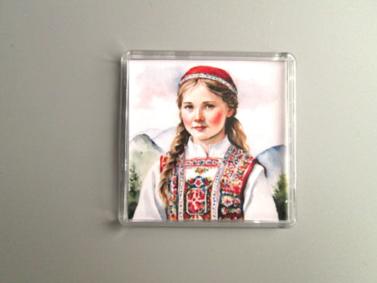 Norwegian Girl In Bunad Magnet - Scandinavian Gift