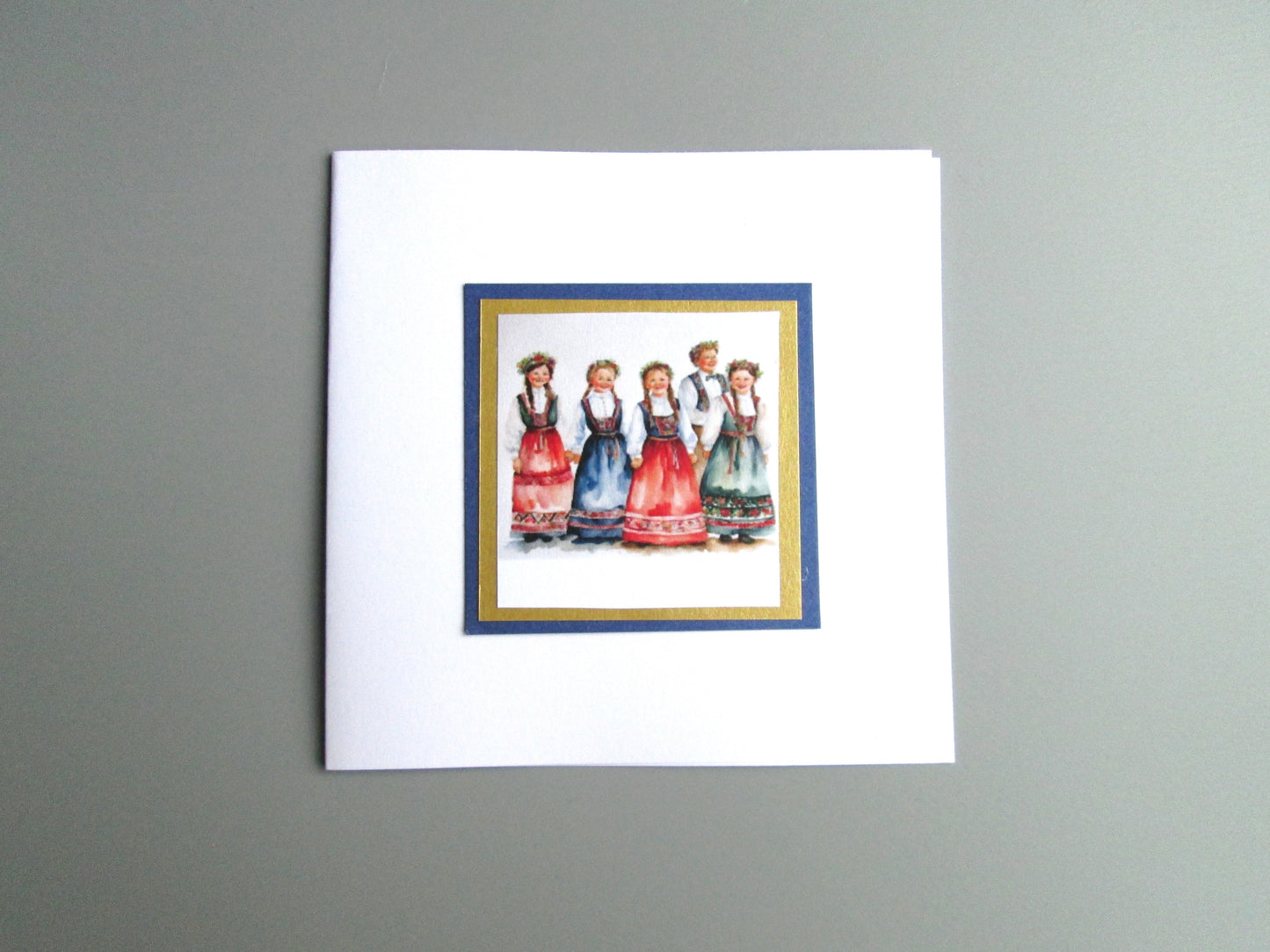 Norwegian Girls In Bunad Greeting Card - Scandinavian Gift