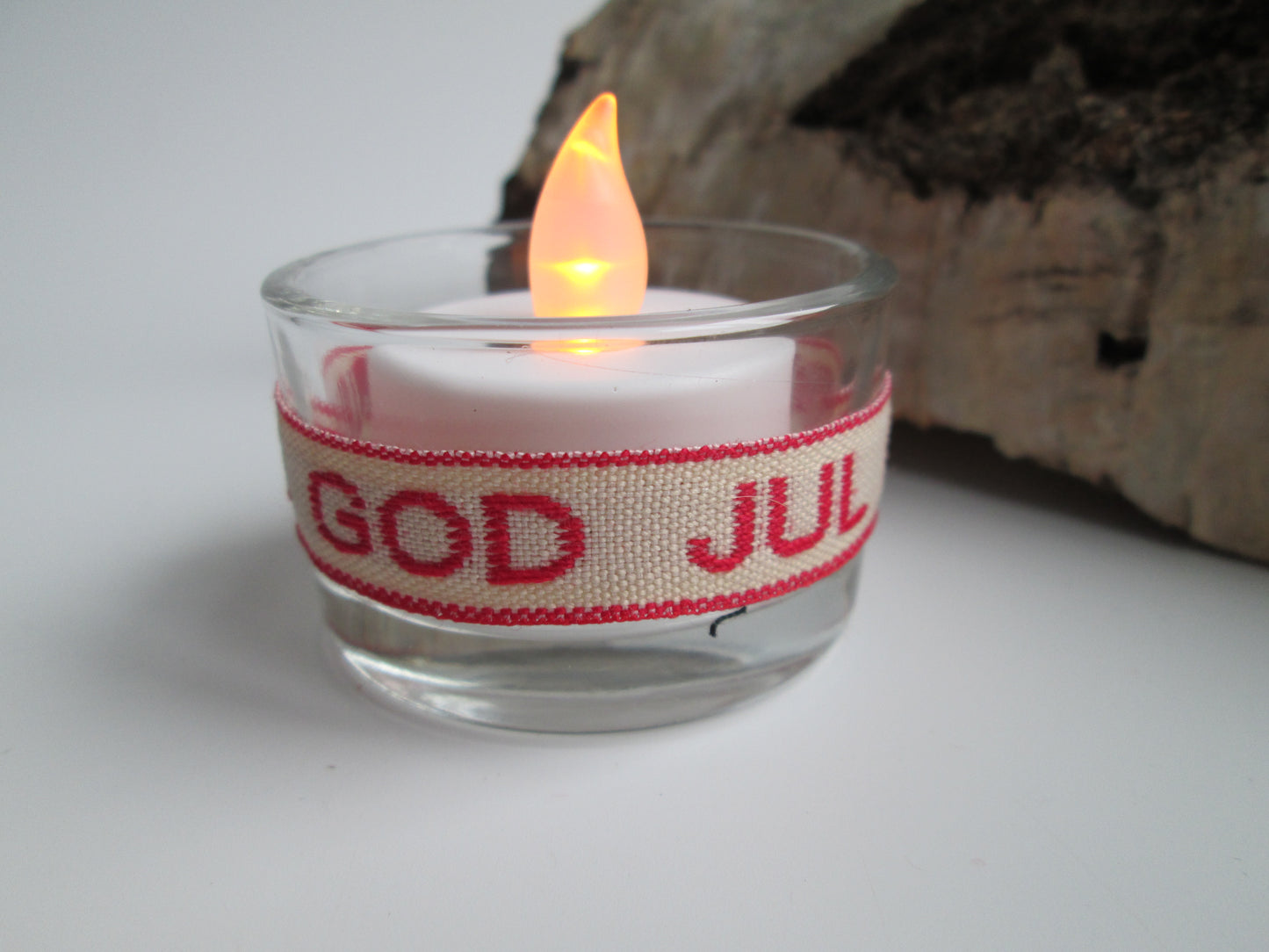 God Jul Small Ribbon Candle Holder