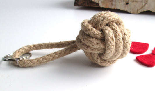 Large Monkey's Fist Knot Rope Keyring Fob