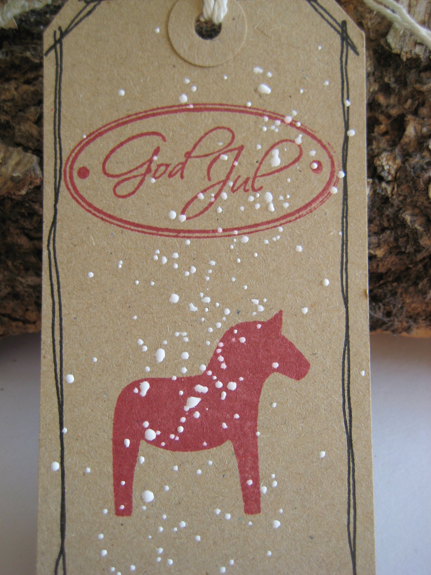 God Jul Dala Horse Gift Label Tag 3 Pack