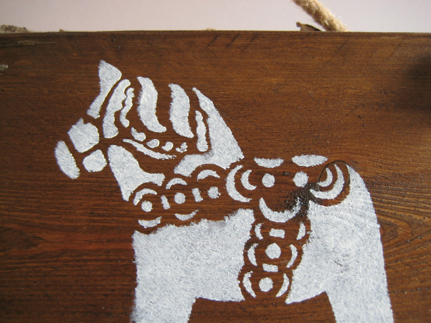 Brown Dala Horse and God Jul Reclaimed Wooden Hanging Sign