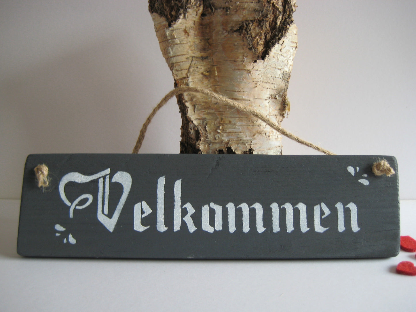 Grey Velkommen Norwegian and Danish Reclaimed Wooden Welcome Hanging Sign